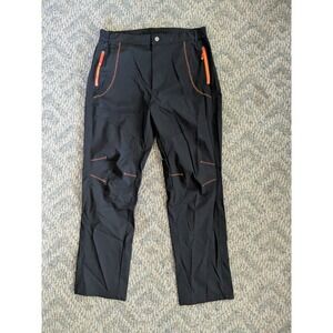 Outdoor Sports Mens Hiking Pants Black Orange Contrast Stitching Size 34 US